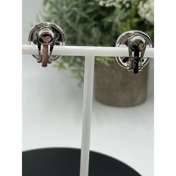 TJ M USA Signed Vintage Square Gold Silver Tone Mixed Metal Runway Clip earring - Picture 12 of 13